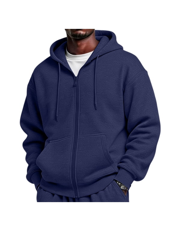 Mens Casual Sweatshirts Full Zip Lightweight Jacket Fall Warm Hoodie with Zipper, S-3XL