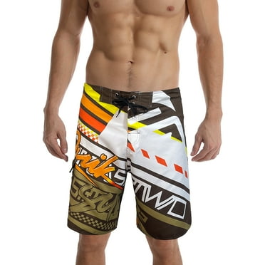 Mens Casual Swim Trunks Quick Dry Printed Summer Beach Shorts Mens Bañador Drawstring with Elastic Waist and Pockets