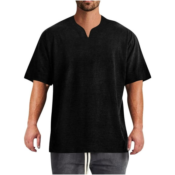 Mens Casual T-Shirts Summer Fashion V Neck Short Sleeve Loose Tops Comfort Athletic Workout Gym Tees Lounge Shirt