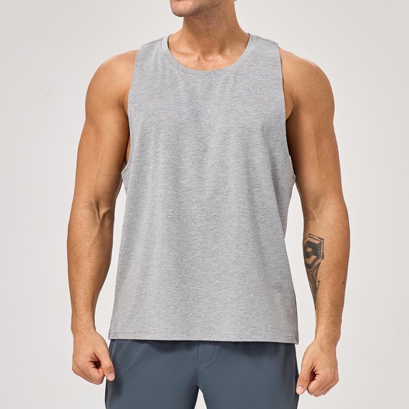 Mens Casual Tank Top Crewneck Sleeveless Solid Color Breathable Comfy Summer Home Daily Lounge Shirts,Sizes M-2XL