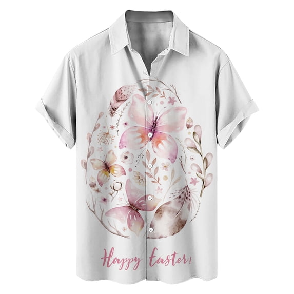 Mens Casual Tops Cute Rabbit Print Short Sleeve Beach Vacation Clothes for Men,White,3XL