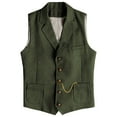 thumbnail image 1 of Mens Casual Vests Herringbone Tweed Waistcoat Vintage V-Neck Retro Wedding Travel Workwear Vest With Pockets, 1 of 4