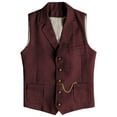 thumbnail image 1 of Mens Casual Vests Herringbone Tweed Waistcoat Vintage V-Neck Retro Wedding Travel Workwear Vest With Pockets, 1 of 5