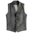 thumbnail image 1 of Mens Casual Vests Herringbone Tweed Waistcoat Vintage V-Neck Retro Wedding Travel Workwear Vest With Pockets, 1 of 5