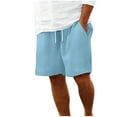 thumbnail image 1 of Mens Casual Waffle Shorts Plain Drawstring Elastic Waist Summer Beach Short Workout Sweat Shorts with Pockets, 1 of 5