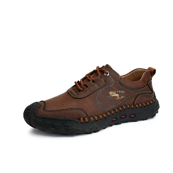 Mens Casual Walking Shoes Lightweight Comfortable Lace Up Sneakers Non-slip Flat Driving Shoes Fashion Retro Brown 9 US