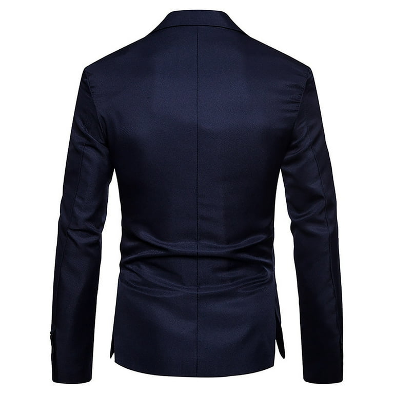 Mens Casual Woolen Shawl Collar Suit Solid Color Single Side Pocket Jacket Fashion All match Business Jacket