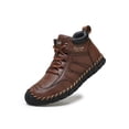 thumbnail image 1 of Mens Casual Work Boots Lightweight Slip Resistant Breathable Walking Driving Boots Vintage High Top Flat Shoes Brown 6.5 US, 1 of 7