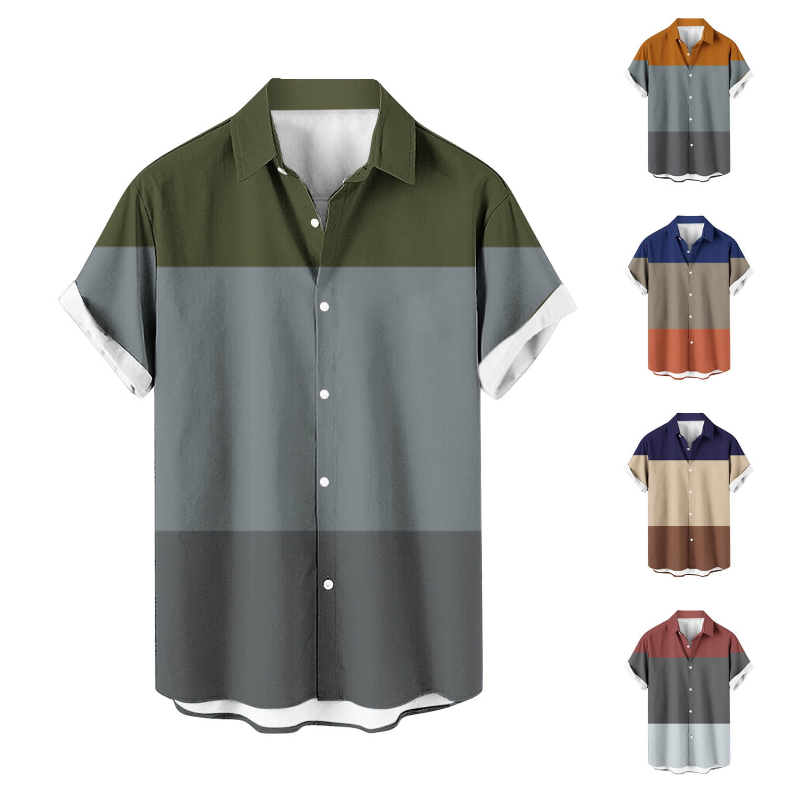 Mens Casual Wrinkle Free Shirts Short Sleeve Button Down Summer Stretch ...