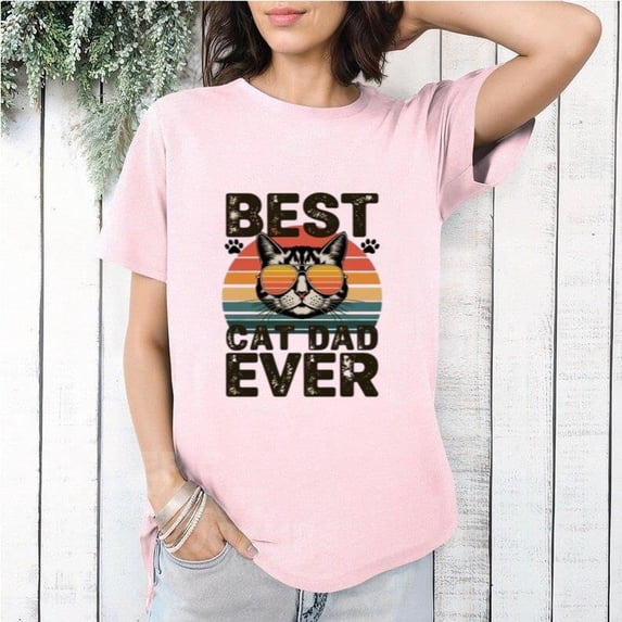 Mens Cat Dad Best Cat Dad Ever Cat Daddy Pet Lover Feline T-Shirt, for men & women, up to size 5XL
