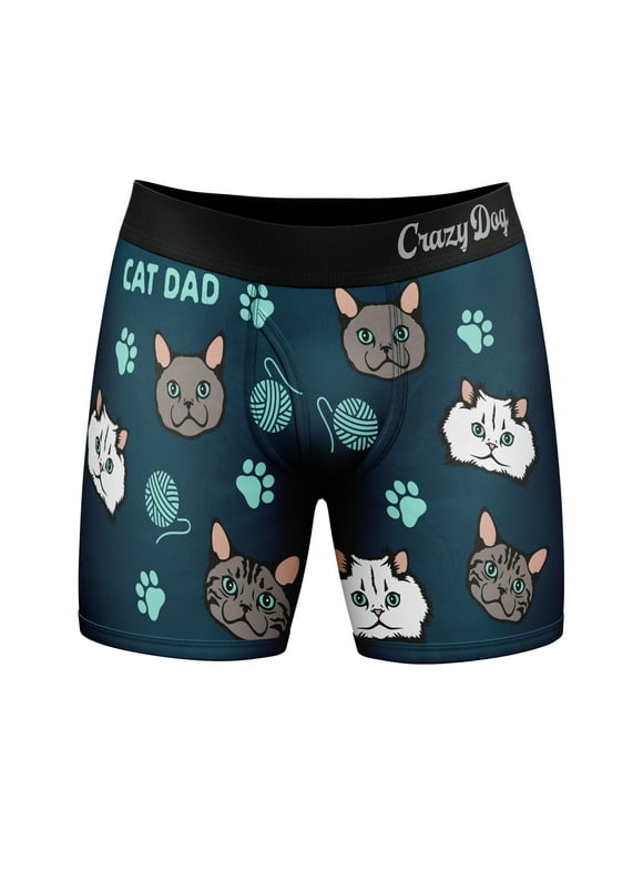 Mens Cat Dad Boxers Funny Cute Kitten Lovers Paw Graphic Novelty Underwear for Guys