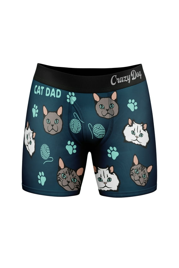 Mens Cat Dad Boxers Funny Cute Kitten Lovers Paw Graphic Novelty Underwear for Guys