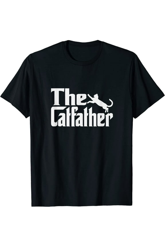 Mens Cat Father Kitty Dad Fathers Day Meow Feline T-Shirt