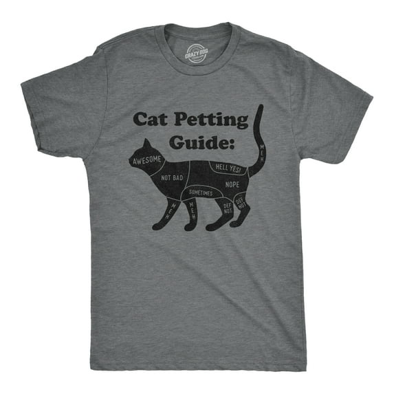 Mens Cat Petting Guide T Shirt Funny Pet Kitty Lover Crazy Cat Lady Novelty Tee Graphic Tees
