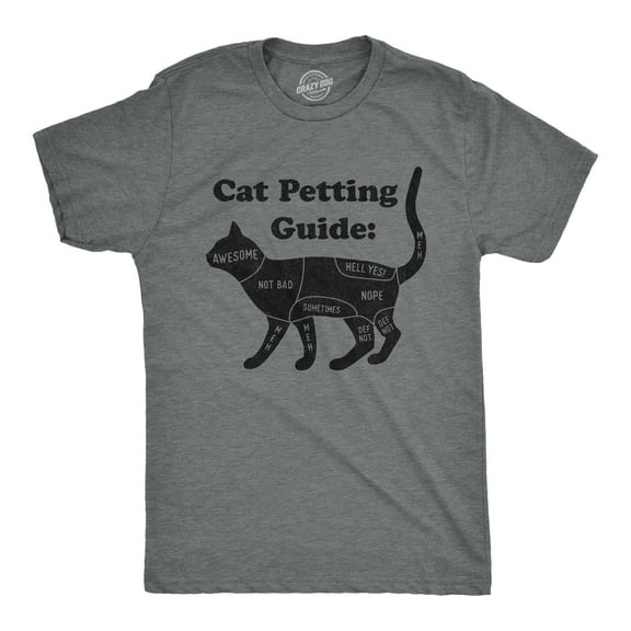 Mens Cat Petting Guide T Shirt Funny Pet Kitty Lover Crazy Cat Lady Novelty Tee Graphic Tees