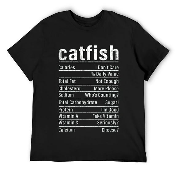 Mens Catfish Facts Funny Fishing Lover Catfishing Graphic T-Shirt Black