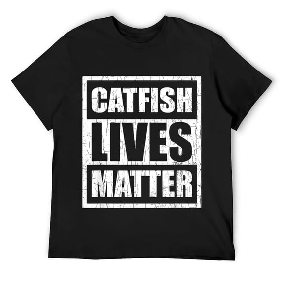 Mens Catfish Lives Matter Funny Fishing Lover Catfishing Graphic T-Shirt Black