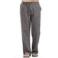 thumbnail image 1 of Mens Causal Linen Trousers Solid Color Drawstring Loose Fit Lightweight Pants Beach Trousers with Pockets, 1 of 7