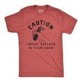thumbnail image 1 of Mens Caution I Might Explode In Your Hand T Shirt Funny 4th Of July Firework Graphic Novelty Tee Graphic Tees, 1 of 9