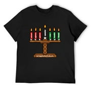 Mens Celebrate Kwanzaa Kinara, Mishumaa With 7 Principles Candles T-Shirt Black Small