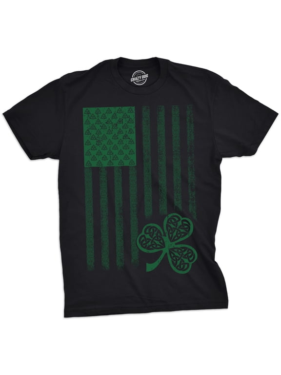 Mens Celtic USA Flag T Shirt Clover Graphic Cool Saint Patricks Day Tee for Guys Graphic Tees