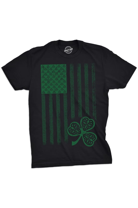 Mens Celtic USA Flag T Shirt Clover Graphic Cool Saint Patricks Day Tee for Guys Graphic Tees