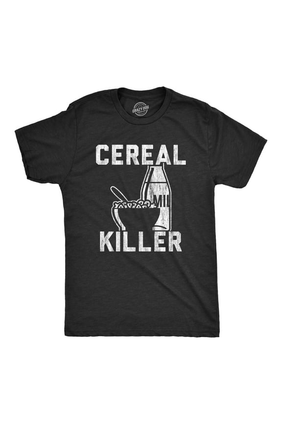 Mens Cereal Killer T Shirt Funny Breakfast Serial Sarcastic Wordplay Graphic Tee Graphic Tees