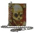thumbnail image 1 of Mens Chain Biker Genuine Leather Classic Trifold Logo Wallets, 1 of 30