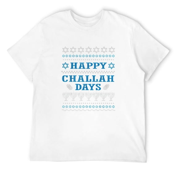 Mens Challah T-Shirt Jewish Shabbat Dinner Holiday Tee White Small