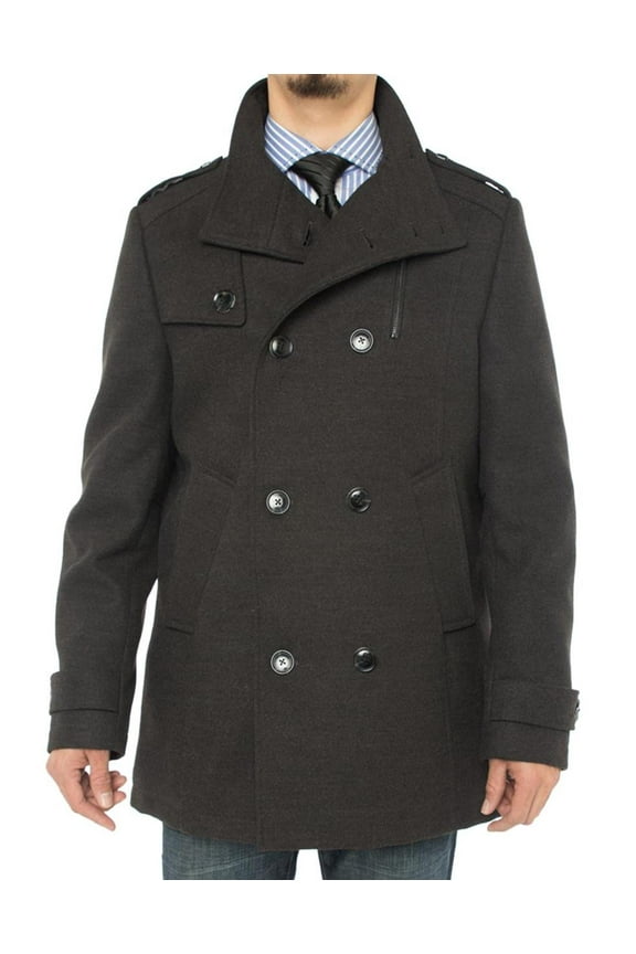 Mens Charcoal Gray Coat Luciano Natazzi Stylish Topcoat