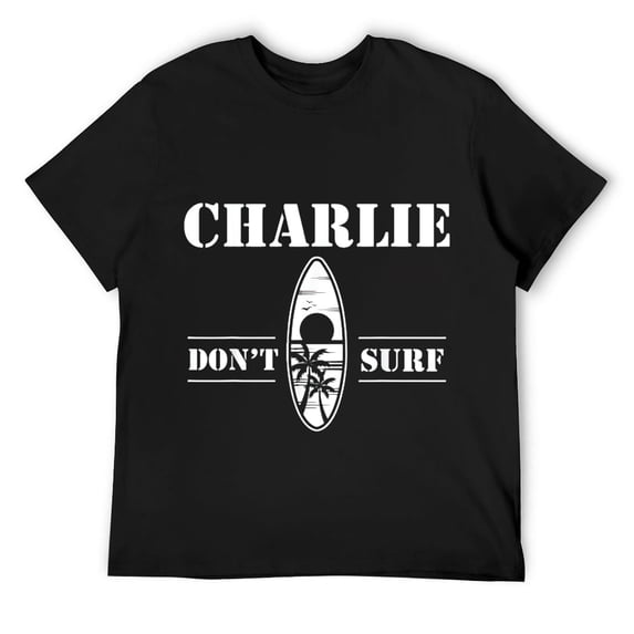Mens Charlie Don't Surf Military Vietnam War Veteran Movie Buff T-Shirt Black