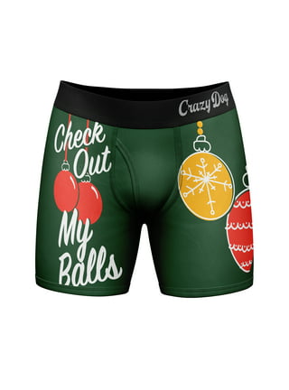 Crazy Dog T-Shirts Mens Check out my Balls Boxers Funny Christmas Ornament  Underwear For Guys Funny Graphic Boxers Christmas Funny Adult Humor Mens  Novelty Boxer Briefs Green M at  Men's Clothing