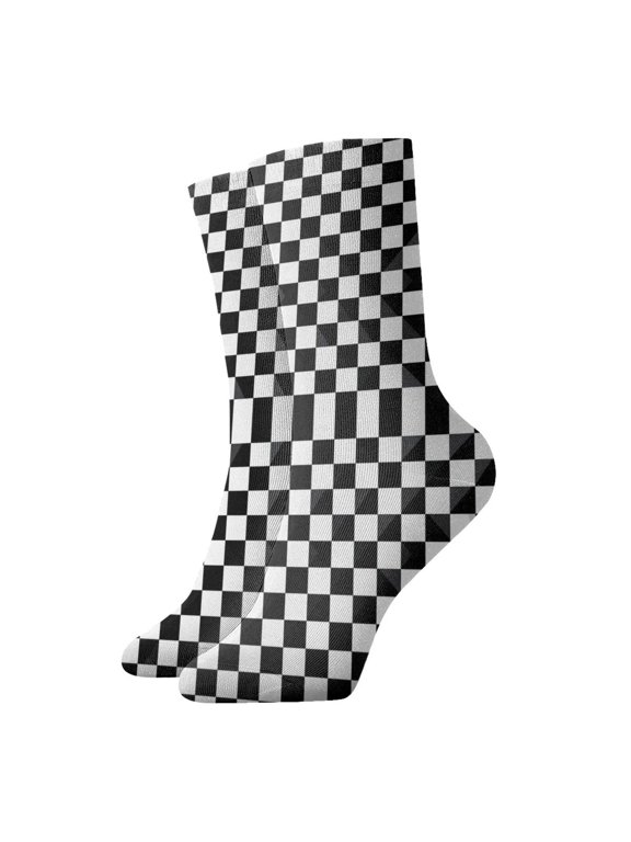 Mens Checkerboard Black And White Novelty Ankle Socks Womens Comfort Casual Quarter Socks