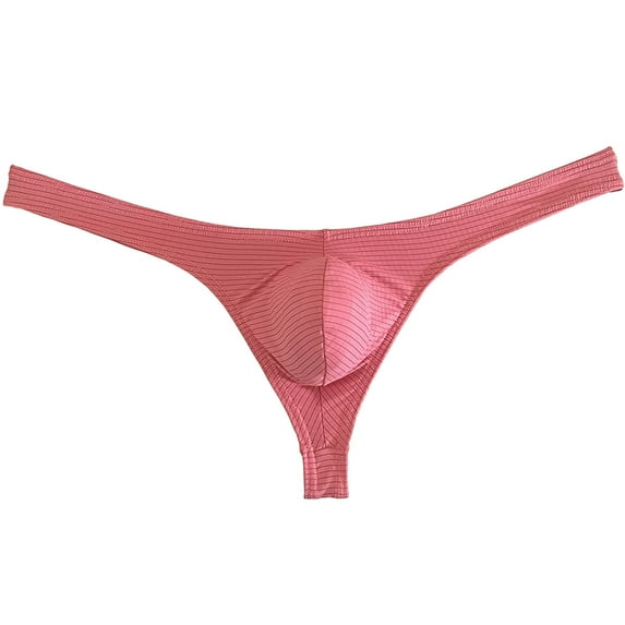 Mens Checkered Bikini Thong Underpants Pouch Enhancing Tangas Daily Underwear Hipster T-back Peach Carmine L