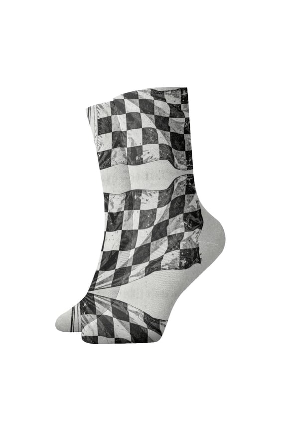 Mens Checkered Flag Novelty Ankle Socks Womens Comfort Casual Quarter Socks