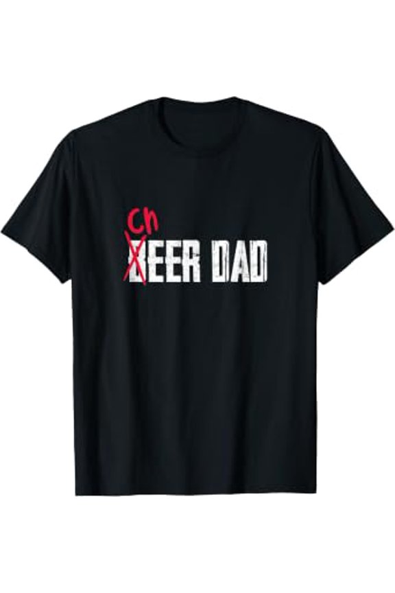 Mens Cheer Dad Beer Dad Cheerleading Father Fathers Day Apparel Tee