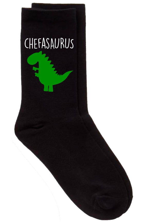 Mens Chef Dinosaur Chefasaurus Fathers Day Christmas Present Black Socks Gift