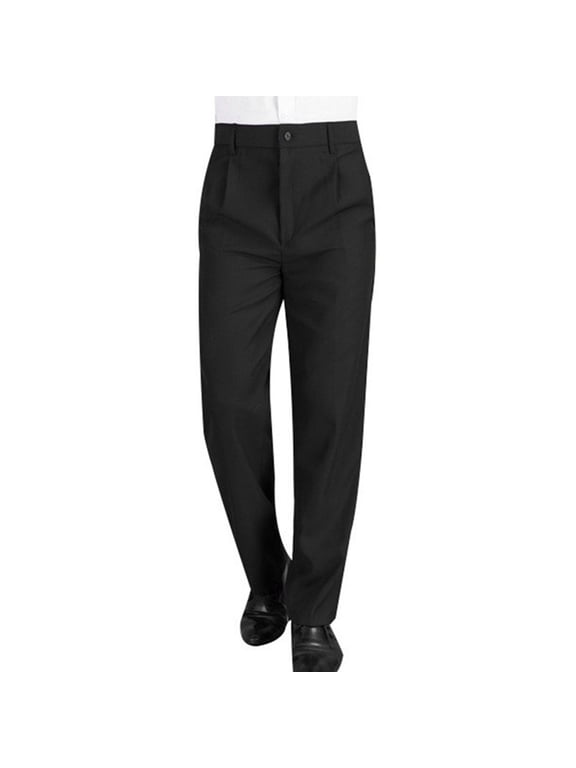 Mens Chef Pants Elastic Waist Baggy Kitchen Work Pants Restaurant Food Service Uniform Trousers Black L