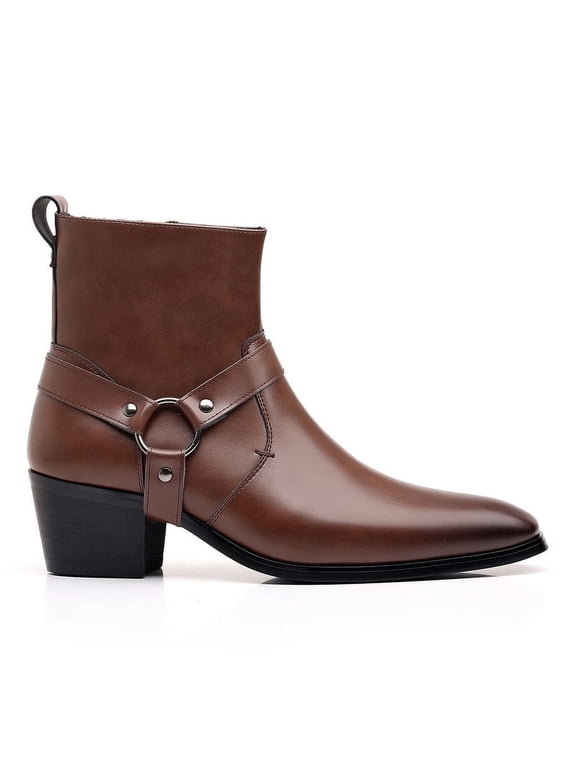 Mens Chelsea Work Boots Zippered Casual Business Dress High top Boots Ankle Dress Boots Men's Oxford Boots