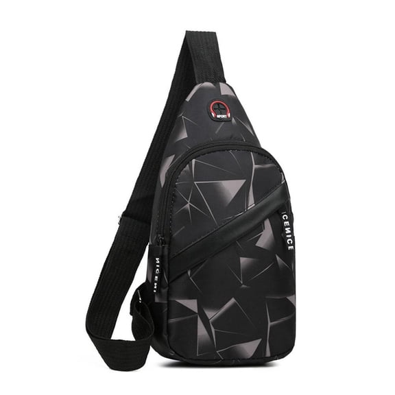 Mens Chest Bags Geometric Print Oxford Cloth Casual Crossbody Bag Sports T