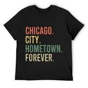 Mens Chicago City Hometown Forever Vintage Citizen Gift T-Shirt Black