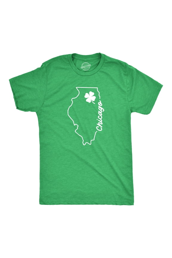 Mens Chicago Illinois Saint Patrick's T Shirt Funny St. Paddy's Day Parade Novelty Graphic Tee for Guys Graphic Tees