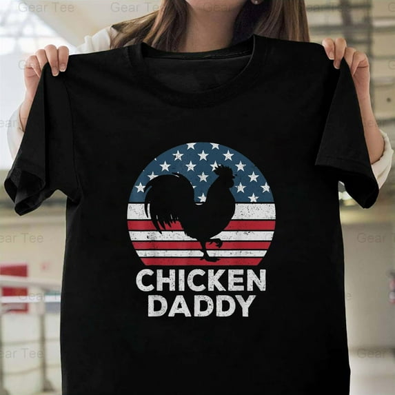 Mens, Chicken Daddy, Chicken Dad, Farmer, 4th July, Funny, Father, Farm, Gift, Retro T-Shirt Unisex, up to 5XL