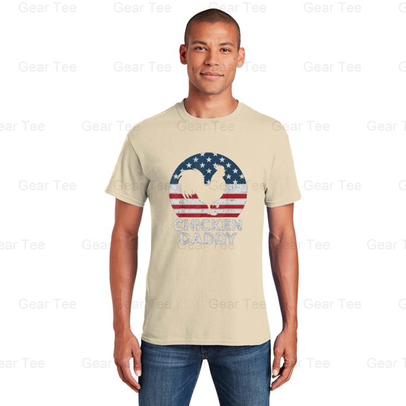 Mens, Chicken Daddy, Chicken Dad, Farmer, 4th July, Funny, Father, Farm, Gift, Retro T-Shirt Unisex, up to 5XL