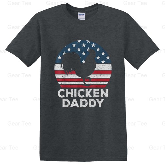 Mens, Chicken Daddy, Chicken Dad, Farmer, 4th July, Funny, Father, Farm, Gift, Retro T-Shirt Unisex, up to 5XL