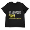 thumbnail image 1 of Mens Childhood Cancer Awareness Month Yellow Cancer Ribbon Round Neck T-Shirt Black, 1 of 5