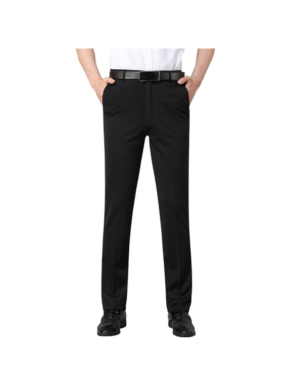 Mens Chino Pants, Men's Regular Fit Dress Pants Casual Business Flat Front Mens Wrinkle Free Comfort Stretch Pants 29-42