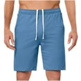 thumbnail image 1 of Mens Chino Shorts Casual Elastic Waist Drawstring 9"/10" Inch Inseam Straight Fit Summer Beach Vacation Short Pants with Pocket, 1 of 5