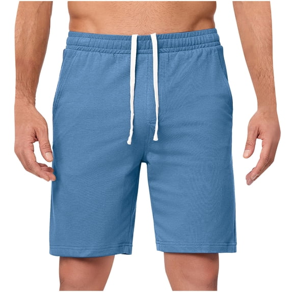 Mens Chino Shorts Casual Elastic Waist Drawstring 9"/10" Inch Inseam Straight Fit Summer Beach Vacation Short Pants with Pocket