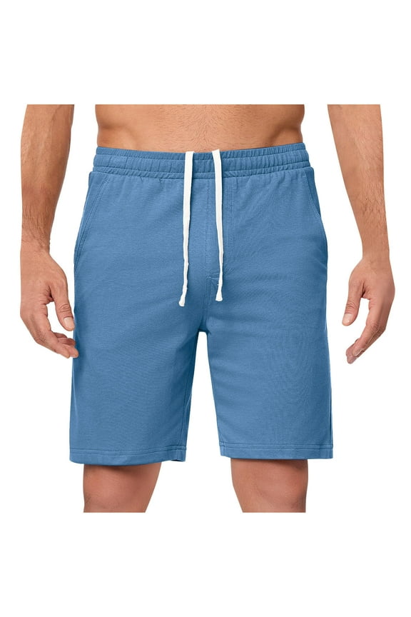Mens Chino Shorts Casual Elastic Waist Drawstring 9"/10" Inch Inseam Straight Fit Summer Beach Vacation Short Pants with Pocket